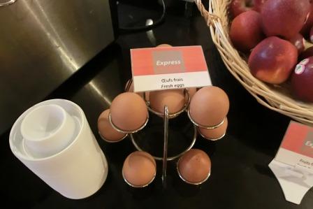 CIMG8466 Sep 6 2017 fresh eggs at Holiday Inn in Arras