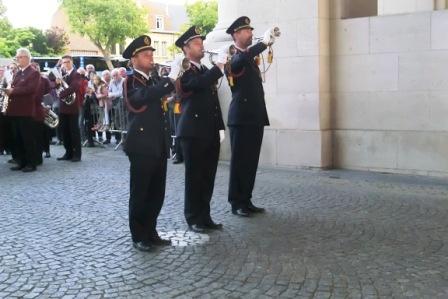 CIMG8815 Sep 9 2017 Last Post Ceremony Menin Gate buglers from local fire brigade play The Last Post